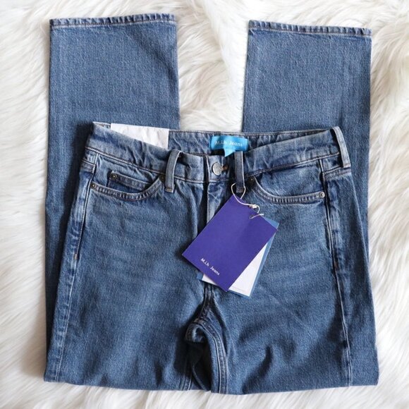 NWT Anthropologie Blue Medium Wash High Rise Straight Leg Jeans Size 27 - Picture 5 of 8